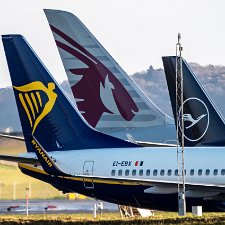 Edinburgh Airport Engines Tails and Winglets Photograph of the tail plane and winglets together. Also tight views of aircraft engines on take-off and landing. Also...
