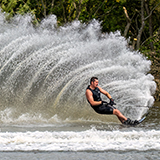 Waterskiing at Townhill Loch Dunfermline Scotland.