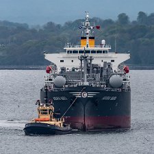 Hourai Maru at Braefoot Terminal. Photographs show the great skill and team work required to dock a tanker at Braefoot Bay.